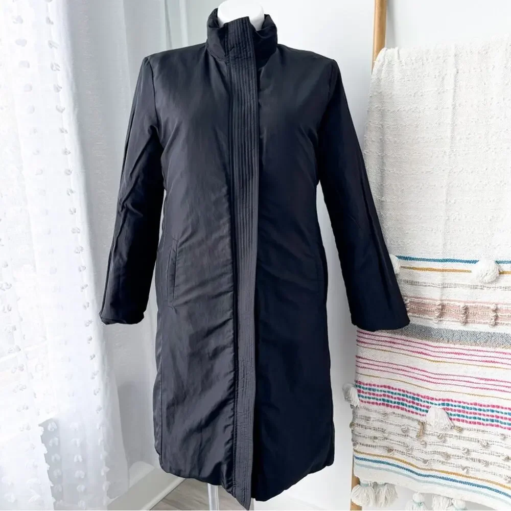 Max Mara Weekend Black Zip Up Long Reversible Puffer Coat Women’s Size US 14 - Picture 6 of 11